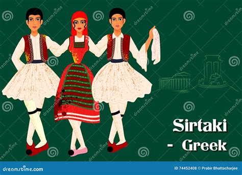 Couple Performing Sirtaki Dance of Greek Stock Vector - Illustration of ...