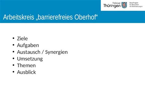 PPT Arbeitskreis Barrierefreies Oberhof Ziele Aufgaben Austausch