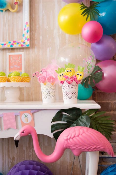 Dessert Table Details From A Flocks Of Flamingos Birthday Party Via