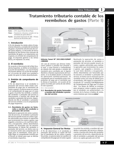 I Tratamiento Tributario Contable De Los Reembolsos De Gastos Parte I