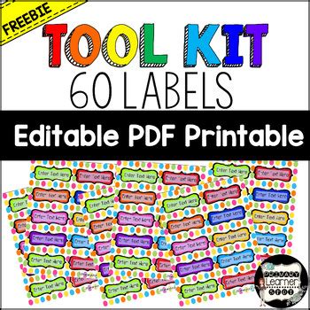 Editable Polka Dot Tool Kit Labels By Primarylearnerspot Tpt