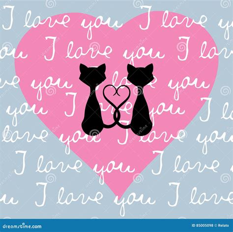 Vector Valentine Cats Stock Vector Illustration Of Wise 85005098