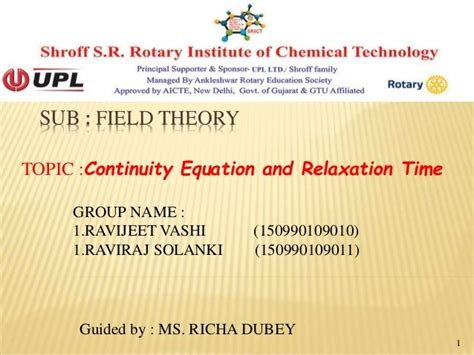 Continuity Equation And Relaxation Time