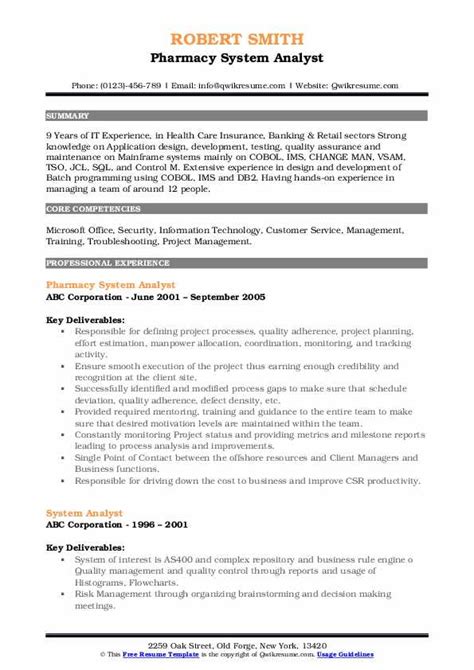 System Analyst Resume Samples Qwikresume