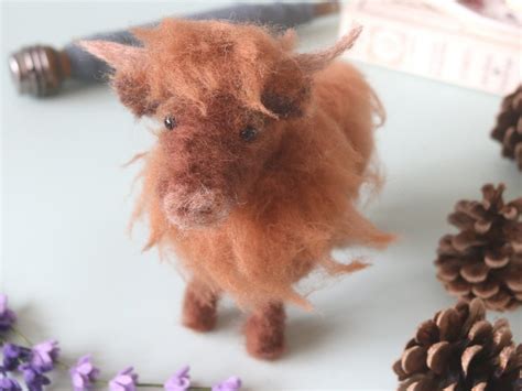 Highland Cow Needle Felting Kit British Felting Wool Etsy Uk