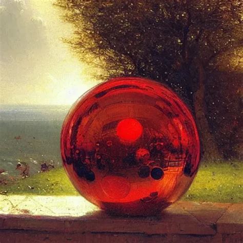 Chrome Spheres On A Red Cube By Bartholomeus Van Der Stable Diffusion