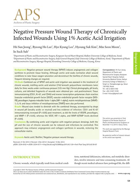 Pdf Negative Pressure Wound Therapy Of Chronically Infected Wounds