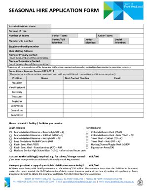 Fillable Online SEASONAL HIRE APPLICATION FORM Fax Email Print