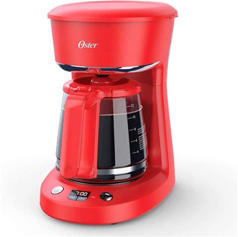 Cafetera Oster 12 Tazas Roja Programable Piquiomart