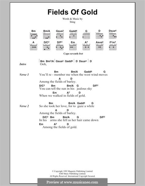 Fields Of Gold By Sting Sheet Music On Musicaneo