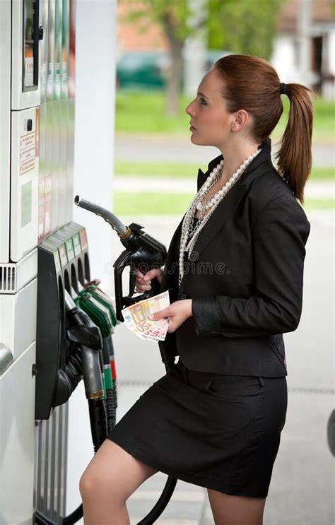 Woman At Gas Station Stock Image Image Of Attractive 21287503