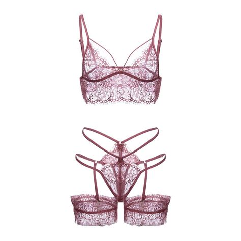 Zuwimk Womens Lingerie Set Women S Lace Eyelash Strappy Bralette Bra