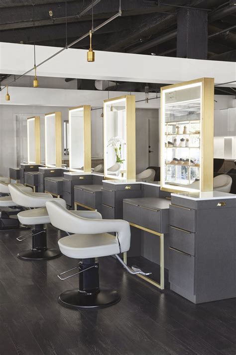 Modern Styling Station Hair Salon Brass Floating Mirror Styling