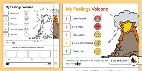 Feelings Volcano Worksheet Sel Twinkl Usa Teacher Made