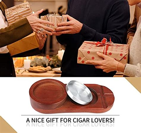 Wooden Cigar Ashtrays Coaster Whiskey Glass Tray And Cigar Holder Cigar Accessories With Cigar