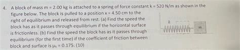 [solved] 4 A Block Of Mass M 2 00kg Is Attached To A Spri