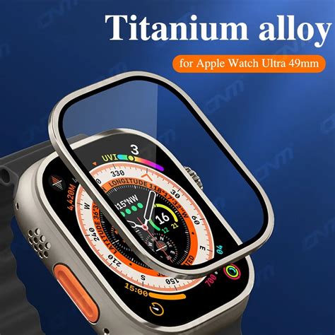 Tempered Glass For Apple Watch Ultra 49mm Screen Protector Titanium Alloy Metal Protective Frame