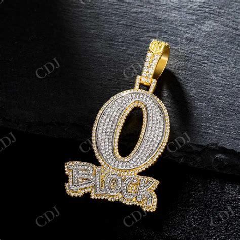 Vvs Moissanite Hip Hop O Block Letter Iced Out Sterling Silver Pendant