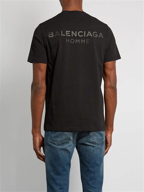 Balenciaga Logo Print Cotton T Shirt In Black For Men Lyst