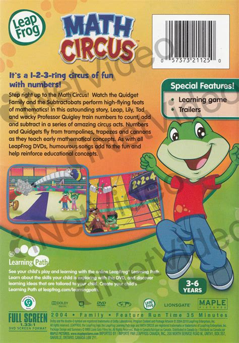 Leap Frog - Math Circus (Build math skills under the big top!) on DVD Movie