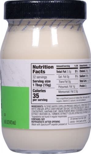 Spectrum Eggless Vegan Light Canola Mayonnaise 16 Fl Oz Frys Food