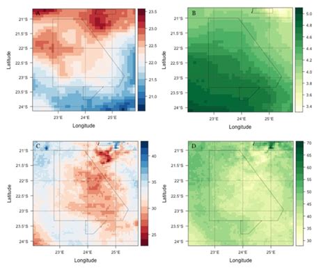 Spatial Representation Of Mean A C And Standard Deviation B D