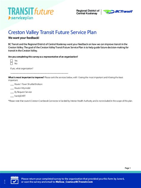 Fillable Online Serviceplan Creston Valley Transit Future Service