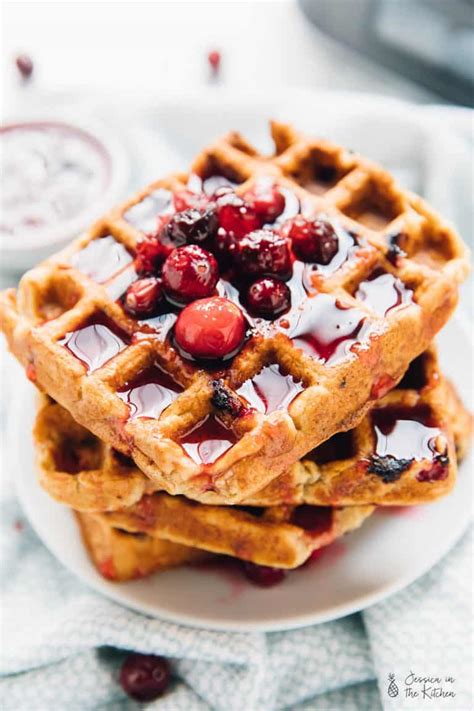 Orange Cranberry Waffles With Maple Cranberry Compote Vegan Jessica