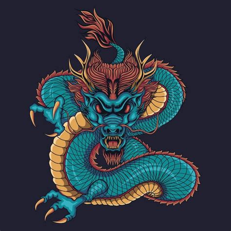 Premium Vector Blue Chinese Dragon