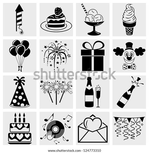 Birthday Celebration Party Icons Set Stock Vector Royalty Free