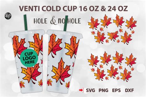 Autumn Leaves Venti Cold Cup 24oz SVG Graphic By LazyCraftlab