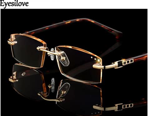 Classic Luxury Rhinestone Reading Glasses Women Diamond Cutting Rimless