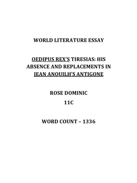 The Role of Tiresias in Antigone and Oedipus The King | PDF | Sophocles ...