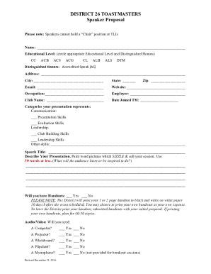 Fillable Online D Speakers Proposal Form Docx Fax Email Print Pdffiller