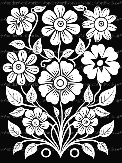 Floral And Folk A Coloring Book For Adults Folk Art Flowers Pattern Coloring Pages