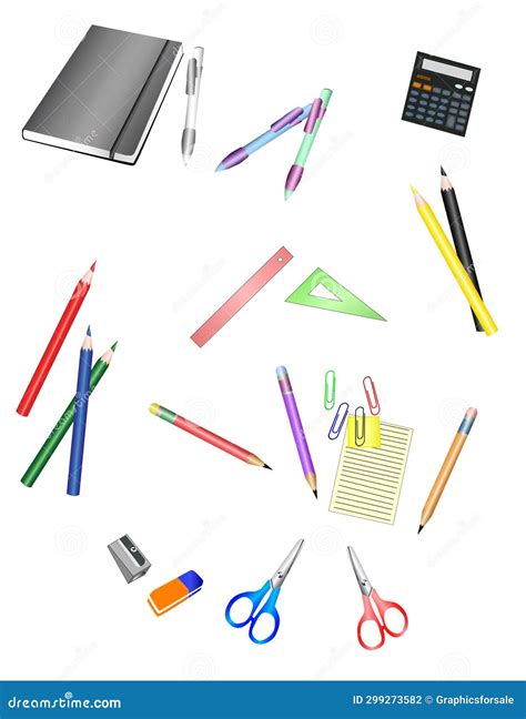 Various Office Tools Set Vector Illustration Stock Vector