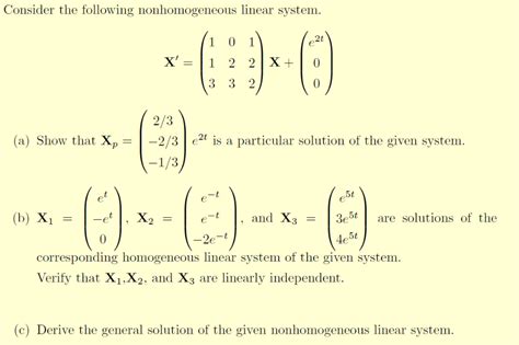 Solved Consider The Following Nonhomogeneous Linear System Chegg