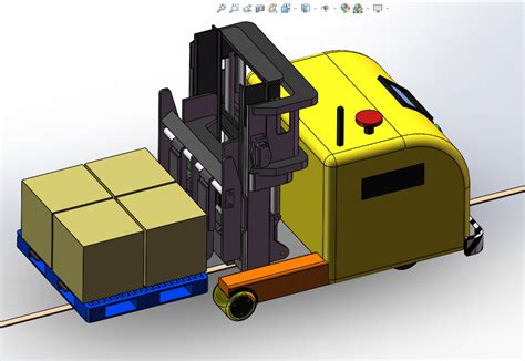 Agv叉车式智能运载机器人3d模型图纸 Solidworks设计 Keryi