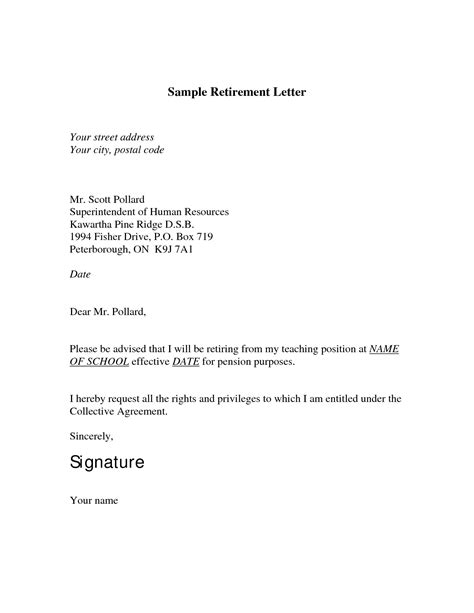 Sample Retirement Letter To Employer Uk