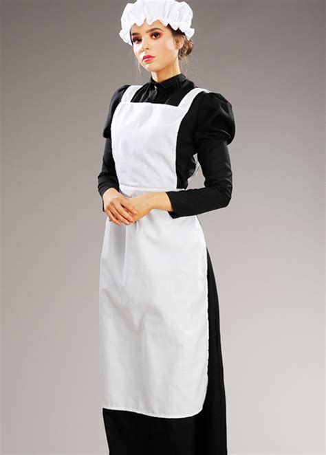 Womens Deluxe Victorian Maid Long White Apron