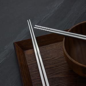 Metal Chopsticks Iqcwood Pairs Inch Stainless Steel Flat