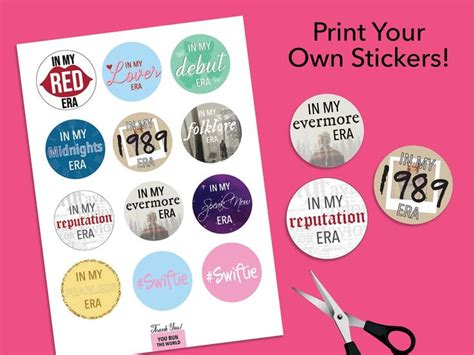 Printable Taylor Swift Stickers Taylor Swift The Eras Tour Etsy