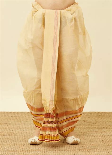 Buy Pearled Ivory White Royal Bengal Dhoti Online in India @Manyavar ...