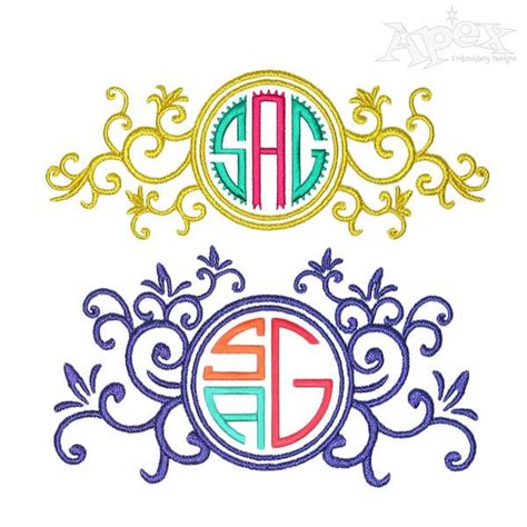 Floral Embroidery Frame Apex Monogram Designs And Fonts