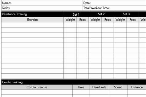 Weight Lifting Tracking Sheet