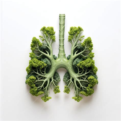 Premium AI Image | Green broccoli shaped in human lungs