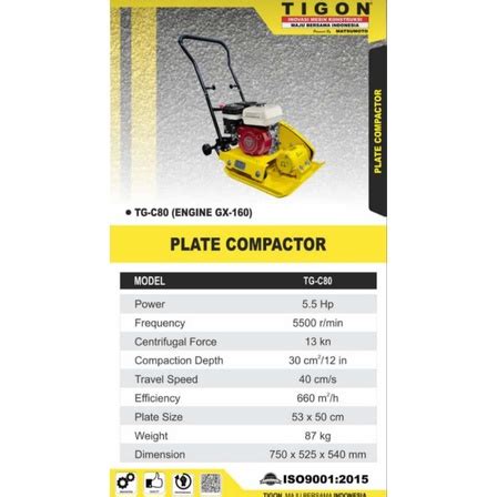 Jual Compactor Stemper Kodok Plate Compactor Tigon Tg C Shopee