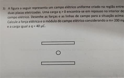 a figura a seguir representa um campo elétrico uniforme criado na