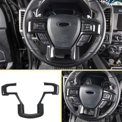 For Ford F150 F 150 2015 2019 ABS Carbon Fiber Steering Wheel Button