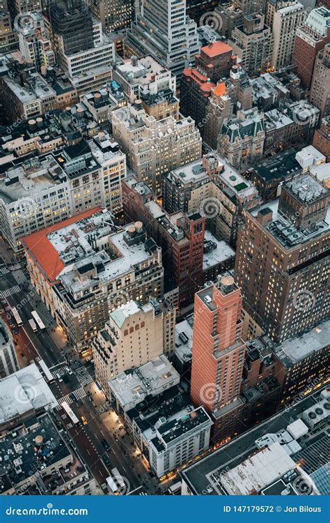 A Bird`s Eye Aerial Cityscape View Of Midtown Manhattan New York City